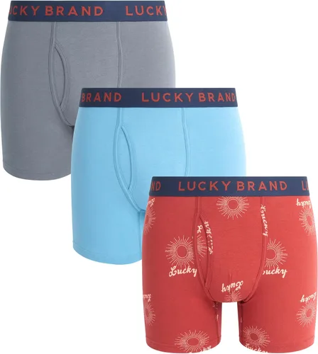 Lucky Brand Ropa interior para hombre - Calzoncillos tipo bóxer elásticos casuales (paquete de 3)