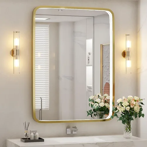 Miniatura 19 de Espejo de baño LED de 20 x 28 pulgadas con luces, marco de metal negro, espejo de tocador iluminado para pared, espejo LED regulable de 3000 K/4500