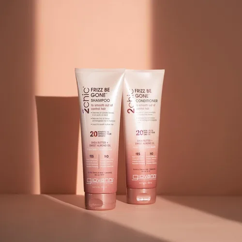 Miniatura 2 de GIOVANNI 2chic Frizz Be Gone - Trío de productos – Champú, acondicionador y suero, fórmula suavizante con manteca de karité y aceite de almendras