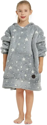 Miniatura 34 de Three Poodle - Manta con capucha portátil para niños, sudadera de sherpa de gran tamaño con capucha gigante, manta con capucha cálida y acogedora