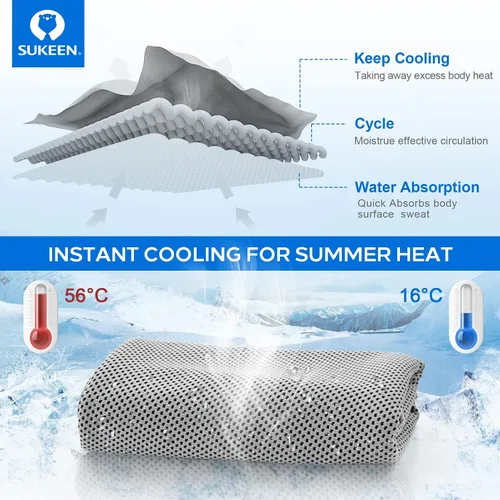 Miniatura 5 de Sukeen Paquete de 4 toallas refrescantes (40 x 12 pulgadas), toalla de hielo, toalla suave y transpirable, toalla de microfibra para yoga
