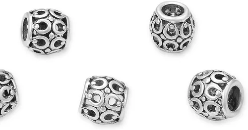 Miniatura 15 de 20 cuentas sueltas de fresa con agujero grande (agujero de 0.177 in) espaciador de metal plateado antiguo para manualidades de joyería MEC-F5
