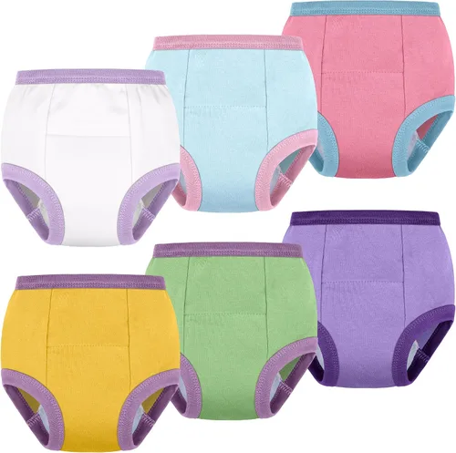 Miniatura 10 de BIG ELEPHANT Ropa interior de entrenamiento para ir al baño, 100% algodón, absorbente, unisex, pantalones para niños y niñas Serie Floral