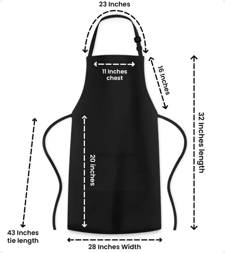 Miniatura 7 de Adjustable Bib Apron 100% Polyester Kitchen Aprons Waterdrop Resistant Aprons with Adjustable Strap, Pockets & Long Ties Negro