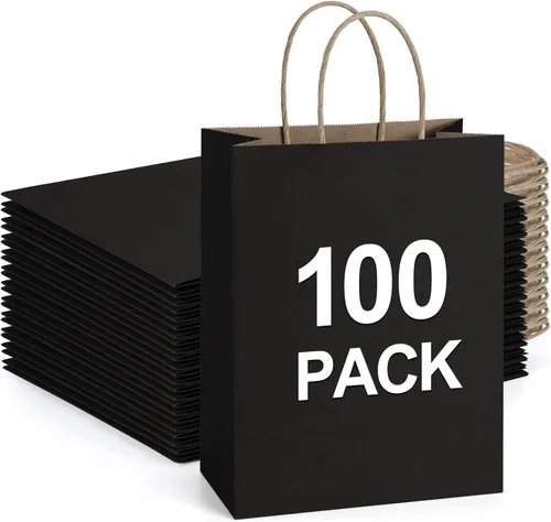 BagDream Bolsas de papel Kraft, 8 x 4.25 x 10.5 pulgadas, 100 bolsas de regalo, bolsas de fiesta, bolsas de compras, bolsas Kraft, bolsas al por