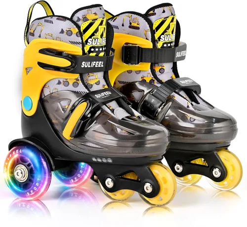 Miniatura 12 de SULIFEEL Patines de Ruedas Ajustables para Niñas Niños Infantiles, Ruedas Divertidas Iluminadas con Luz Flash de Tipo Equilibrio de Tres Puntos