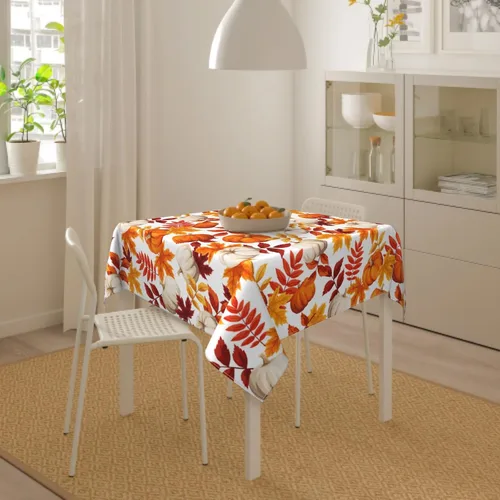 Miniatura 5 de Thanksgiving Tablecloth Square 52x52 Inch Fall Harvest Autumn Pumpkin Fallen Leaves Maple Leaf Print Decorative Table Cloth Holiday Decorations