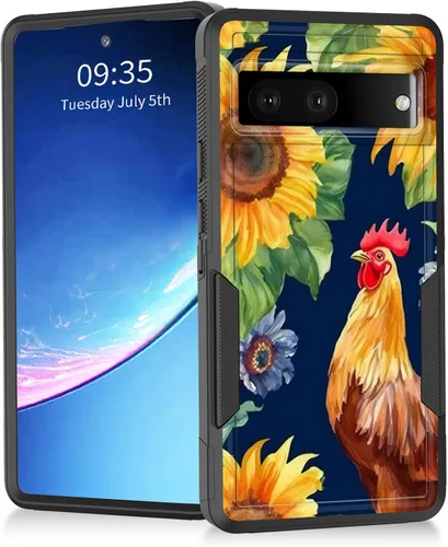Miniatura 98 de Funda para Pixel 7a, resistente de doble capa híbrida de policarbonato duro de goma suave a prueba de golpes para Google Pixel 7A 6.1 pulgadas