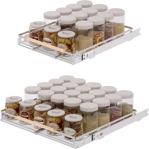 Miniatura 6 de Organizador de cajones extraíble extensible, ancho ajustable, estantes de almacenamiento deslizantes montados en la parte inferior para gabinetes