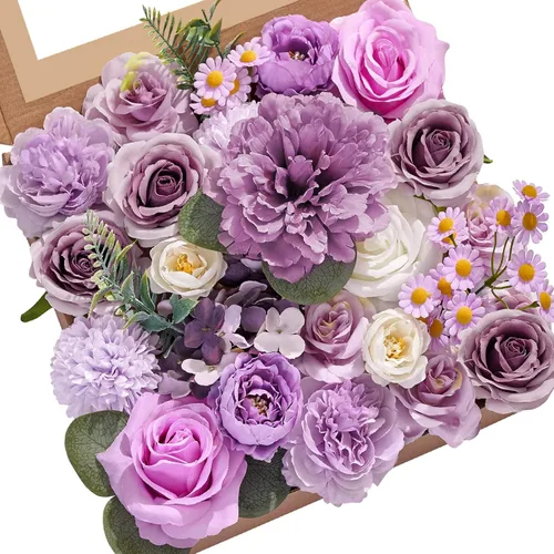 Miniatura 12 de Serwalin Flores artificiales, flores rosadas, flores de seda falsas, flores de pastel de boda, flores para ramos de boda, centros de mesa, Un rosa