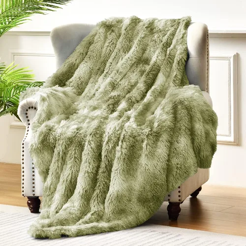 Miniatura 18 de Exclusivo Mezcla Manta de Cama Mullida de Piel Sintética Tamaño King, Mantas Reversibles Shaggy de Vellón Sherpa Teñido Tie Dye, Mantas Mullidas
