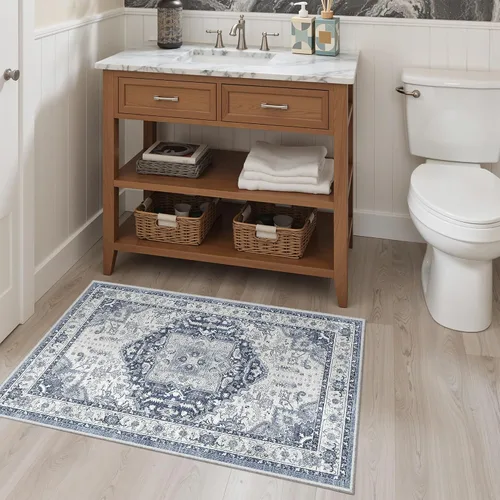 Miniatura 514 de Madane Tapete lavable de 2 x 10 pies para pasillo, cocina, recibidor, clásico, suave, antideslizante para interiores, casa de campo, baño, sala