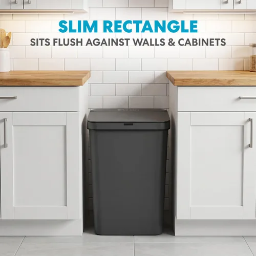 Miniatura 5 de SIMPLI-Magic Cubo de basura rectangular con sensor de cocina de 13.2 galones / 50 litros, cubo de basura automático sin contacto con tapa de cierre