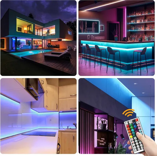 Miniatura 8 de RGBZONE Controlador LED RGB de 4 pines, controlador LED de bajo voltaje de 2 puertos, control remoto inalámbrico IR de 44 teclas, luces de tira LED