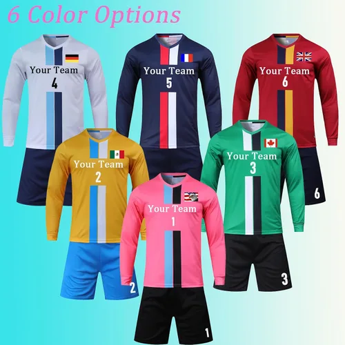 Miniatura 4 de Camiseta de fútbol de portero personalizada para adultosniños, manga larga personalizada y pantalones con logotipo del