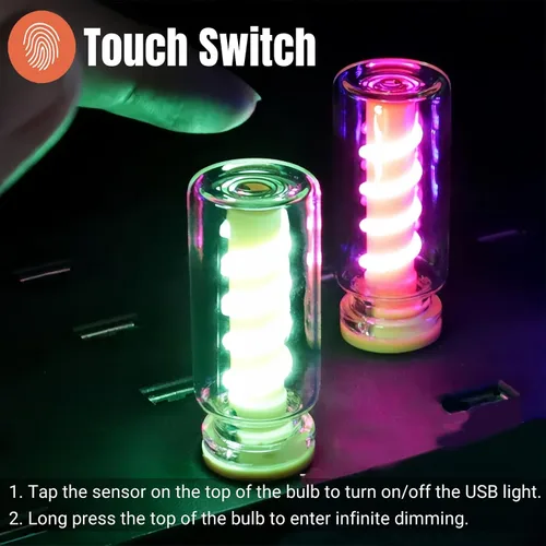 Miniatura 3 de Luces USB para automóvil, control táctil regulable 3D, iluminación ambiental para automóvil, luz nocturna USB enchufable, estilo retro, mini