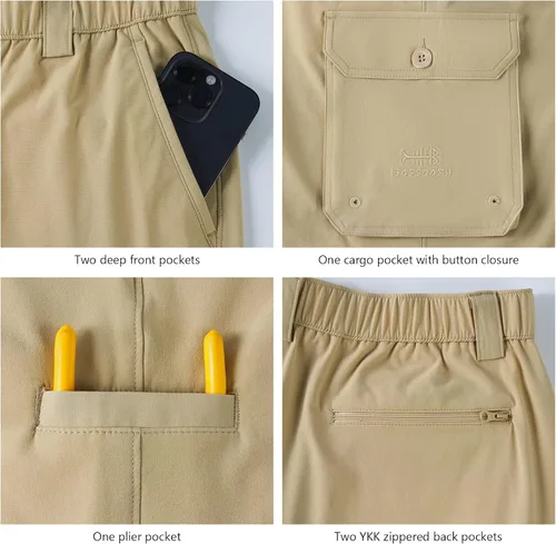 Miniatura 5 de BASSDASH Pantalones cargo de pesca para hombre, resistentes al agua, de secado rápido, ligeros, UPF 50+ para senderismo al aire libre, pantalones