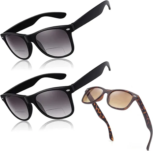 Paquete de 3 lentes de sol bifocales de lectura para mujeres y hombres, lentes de sol de aviador para exteriores, antirreflejos y UV400 (2 negros +