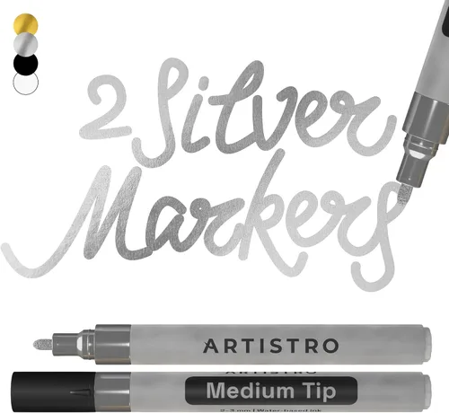 Miniatura 21 de Artistro 2 marcadores de pintura acrílica negros - 3mm marcadores de punta media - Perfectos para manualidades, proyectos de arte y más