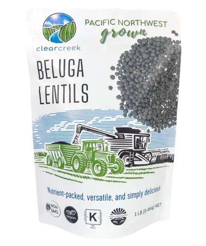 CLEAR CREEK Lentejas negras | Lentejas de caviar o beluga | 1 libra | Sin OGM | Kosher | Veganas | No irradiadas