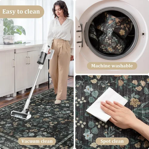 Miniatura 6 de chakme Tapete para suelo de madera dura con respaldo antideslizante para usar con escritorios de computadora/sillas deslizantes de oficina, lavable