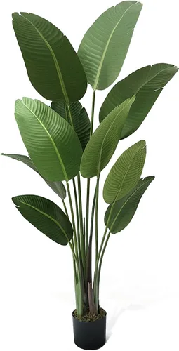 Fencer Wire Árbol artificial de pájaro del paraíso, planta falsa en maceta con musgo seco, decoración tropical realista resistente a los rayos UV, 5
