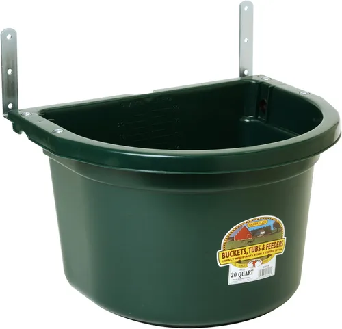Miniatura 6 de Alimentador de valla de plástico Little Giant® Alimentador para cerdos con clip Cubo de alimentación montable 4.5 cuartos de galón Rojo