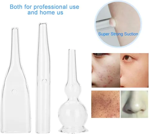 Miniatura 8 de Kit de tubo de vidrio al vacío, 3 piezas, eliminación de puntos negros, aspirador de poros de succión facial para limpiador facial, máquina