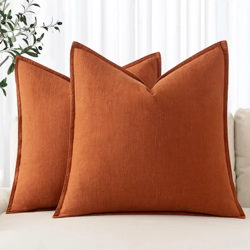 Miniatura 12 de MIULEE - Juego de 2 fundas de almohada decorativas de lino, estilo bohemio, rústico, neutral, para sofá, cama, 16 x 16 pulgadas, color marrón
