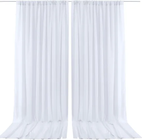 Miniatura 15 de PARTISKY Cortinas de telón de fondo de gasa negra de 10 x 7 pies, cortinas de fotos de tela transparente sin arrugas para boda, ceremonia, arco