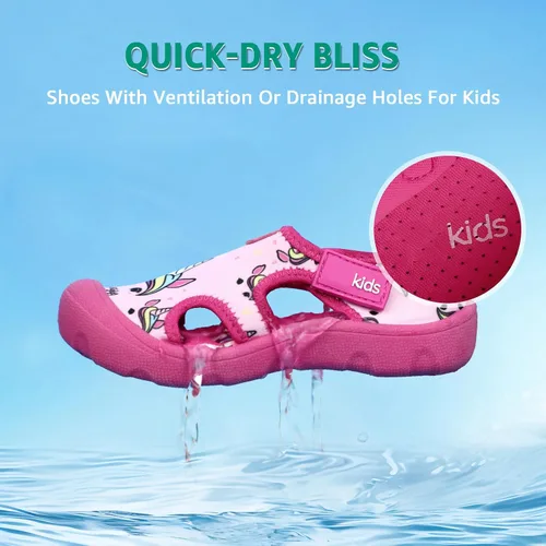 Miniatura 4 de Zapatos de agua para niños y niñas, de secado rápido, con puntera ancha, bonitos zapatos para la playa y la piscina (niños pequeños)