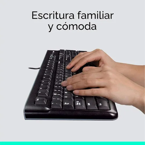 Miniatura 2 de Logitech MK120 – Combo de teclado y ratón con cable para Windows, ratón óptico con cable, tamaño completo, USB, compatible con PC, portátil - Negro
