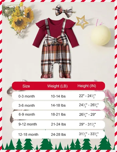 Miniatura 7 de Queenstyle Ropa de bebé niña de manga larga, overol lindo traje de bebé de 0 a 18 meses