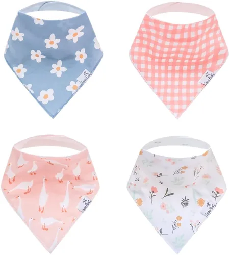 Miniatura 32 de Copper Pearl Baby Bibs 4 Pack, Printed Bandana Drool Bibs for Baby Girl & Boy, Soft Cotton Drooling Teething Bibs Claire