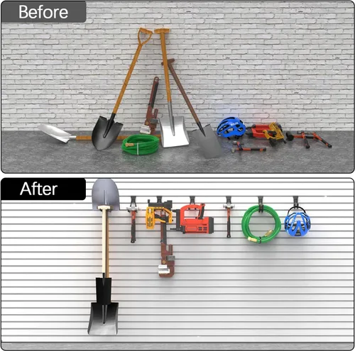 Miniatura 8 de 3-H, accesorios para pared de listones de 18 piezas, ganchos y perchas de pared de listones de múltiples tamaños, pared de listones resistente