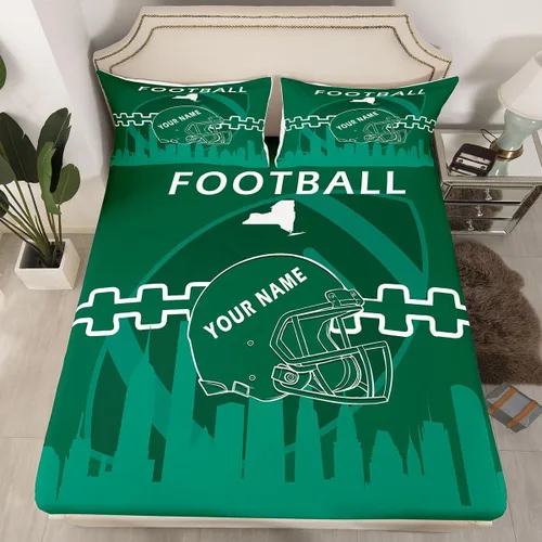 Miniatura 8 de Erosebridal Juego de sábanas bajeras personalizadas de fútbol americano para niños y niñas, juego de cama de jugadores de fútbol, juego de ropa