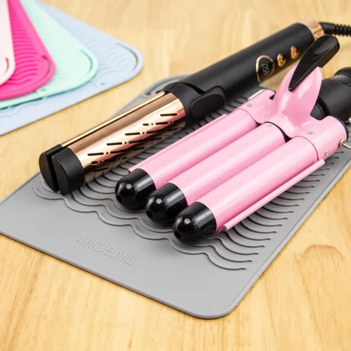 Miniatura 3 de ANGENIL Plancha plana de viaje para alisar el cabello, alfombrilla de calor grande para rizador, alfombrilla de silicona resistente al calor