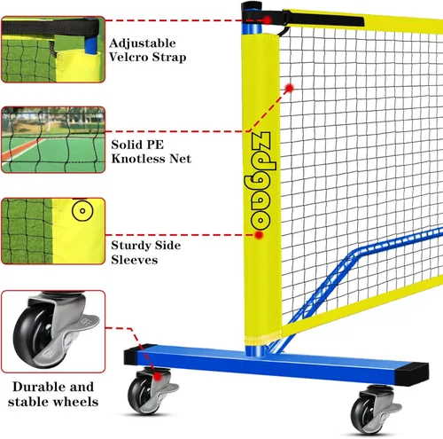 Miniatura 3 de Portable Pickleball Net Set, 22FT Regularion Size Pickle Ball Net with Paddles Set, Outdoor Pickleballs and Carry Bag, Easy Setup for Indoor, Azul