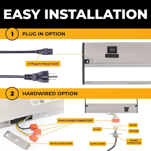 Miniatura 5 de Iluminación LED bajo gabinete con cableado directo - 3CCT 12 pulgadas acabado satinado - Luces bajo gabinete para cocina - Luces bajo mostrador
