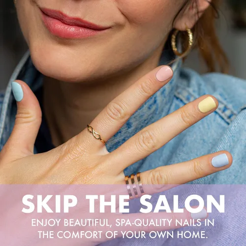 Miniatura 7 de MOYOU LONDON Tiras de uñas de gel semicuradas de color liso, 20 unidades. Envolturas de uñas de gel UV para manicura de calidad de salón, fácil