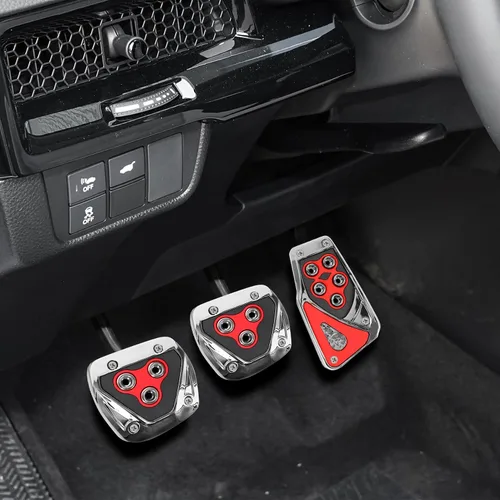 Miniatura 10 de Zufoty 3 piezas de almohadillas de pedal de aluminio antideslizantes para coche, cubiertas de pedal de freno de transmisión manual, cubiertas