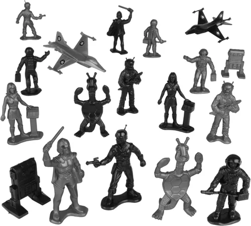 Miniatura 5 de TimMee Galaxy Laser Team Space Figuras – Negro vs Plata 50 piezas – Hecho en Estados Unidos