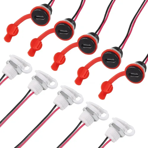 Miniatura 34 de 8pcs Bare Board Type-C Female Chassis Waterproof 2P Solder Wire Type USB C Pigtail Cable Extension Power Cable USB-C Plug to 2 Pin Bare Wire Open