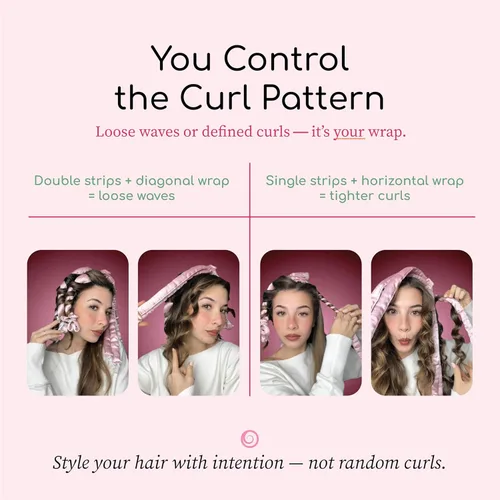 Miniatura 5 de Octocurl Diadema sin calor, rizadores de pelo para dormir, rizadores sin calor para cabello largo (algodón, rosa)