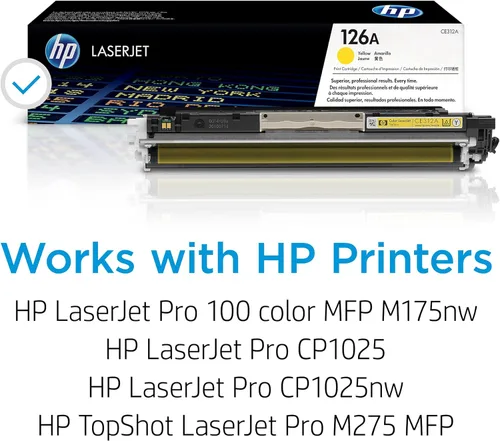 Miniatura 2 de HP Cartucho de tóner amarillo 126A Funciona LaserJet Pro 100 Color MFP Serie M175, Serie CP1025, TopShot LaserJet Pro Serie M275 MFP CE312A