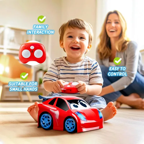 Miniatura 5 de AEROQUEST Coche de control remoto, juguete de coche RC con luces y sonidos para niños, niñas y niños pequeños de 1-3, 2-4, 4-7 y 3 años Rojo