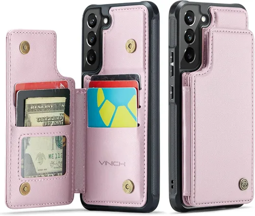 Vinich Funda tipo cartera para Samsung Galaxy S22 Plus con tarjetero y ranuras de crédito con bloqueo RFID, función atril, a prueba de golpes, para