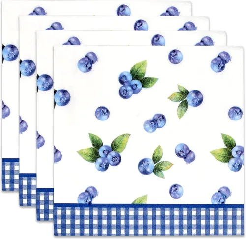 Miniatura 6 de Gift Boutique Servilletas de cóctel de arándanos, 100 servilletas de papel de frutas y bayas para baby shower, verano, picnic, brunch, decoración
