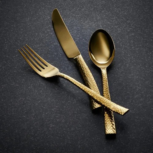Miniatura 2 de Hampton Forge Paris Hammered - Juego de cubiertos de acero inoxidable, 20 piezas, color dorado