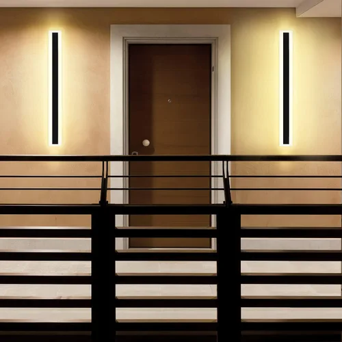 Miniatura 3 de Moderno aplique de pared para exteriores, acrílico blanco esmerilado, 23.6 pulgadas